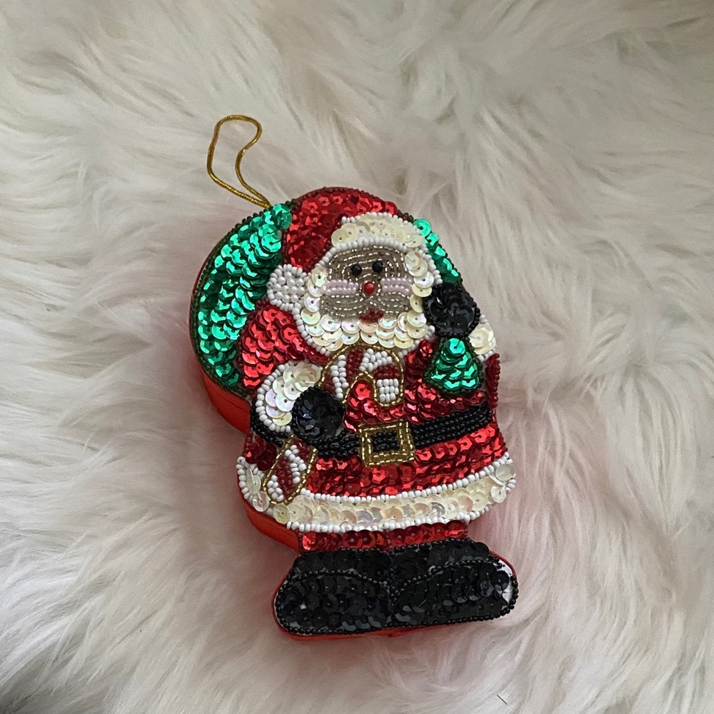 Festive Santa Ornament - Red, Green, Black, White